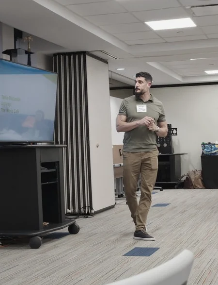 Shareef Khatib presenting to a room